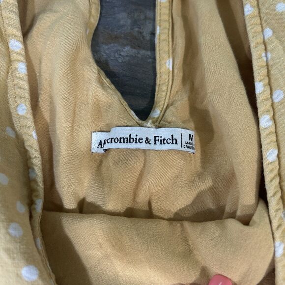 Abercrombie Fitch Dress Medium Pockets Polka Dot Festival V Neck Tiered Lined - Picture 5 of 10